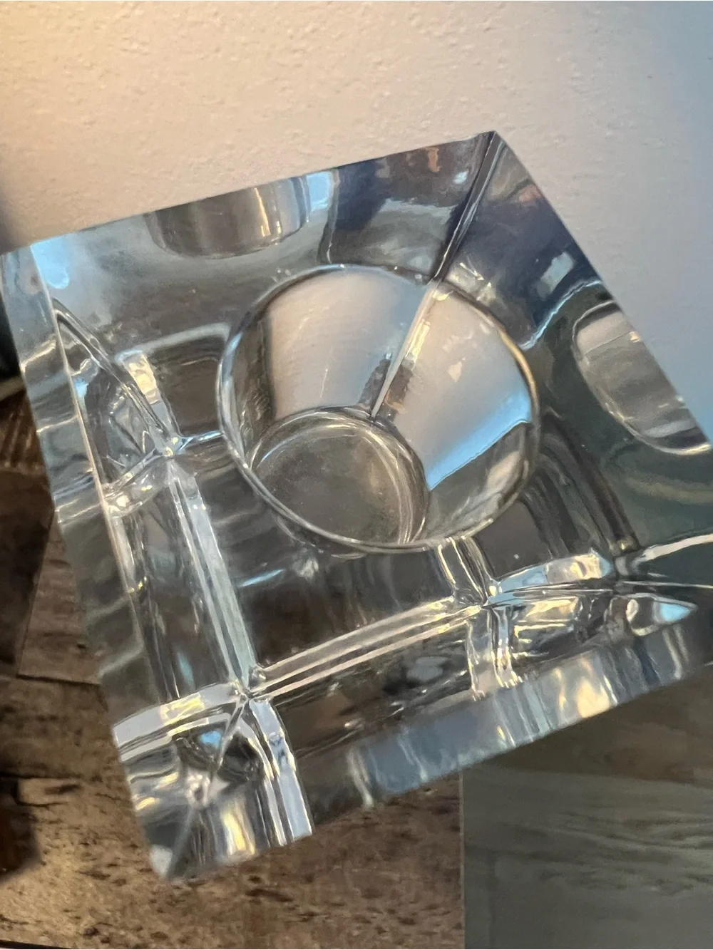 Clear Glass Crystal Pillar Candle Holder